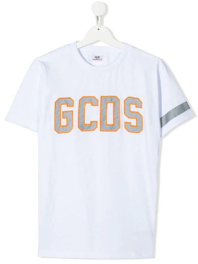 Shop Gcds Teen Embroidered Logo T-shirt In White