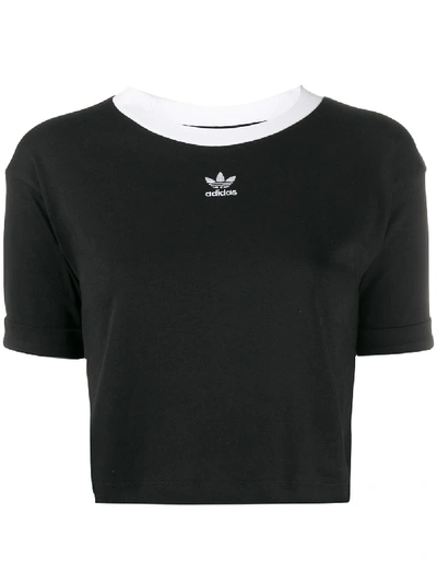 Shop Adidas Originals Two Tone Cropped T-shirt In Black