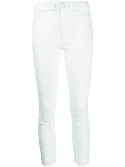 Shop Pinko Logo-buckle Skinny Jeans In White