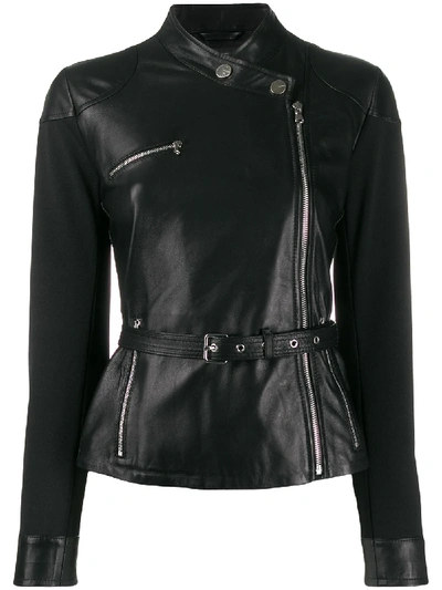 Shop Pinko Belted Slim-fit Jacket In Black