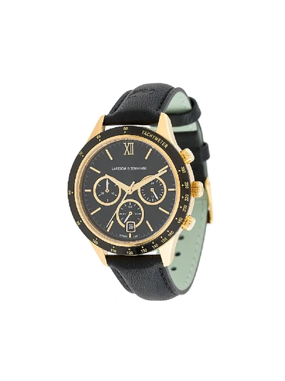 Shop Larsson & Jennings Embossed Logo Buckle Watch In Gold