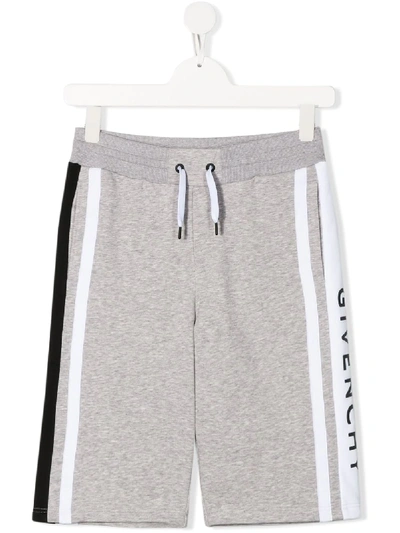 Shop Givenchy Logo Jersey Shorts In Grey