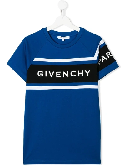 Shop Givenchy Logo Jersey T-shirt In Blue