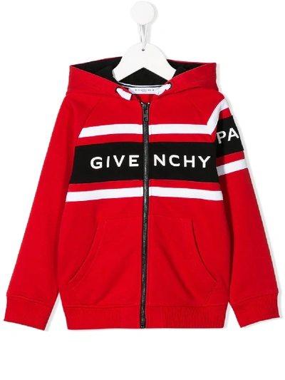 Shop Givenchy Jersey Logo Hoody In Red