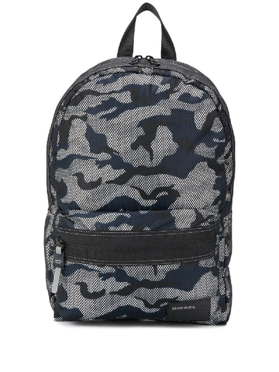 Shop Diesel Camouflage-print Backpack In Black