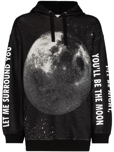 Shop Neil Barrett Moon Print Oversized Hoodie In Black
