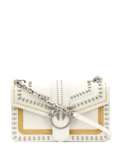 Shop Pinko Love Stud-embellished Crossbody Bag In White