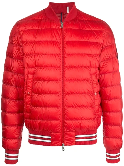 Shop Moncler Padded Bomber Jacket In Red