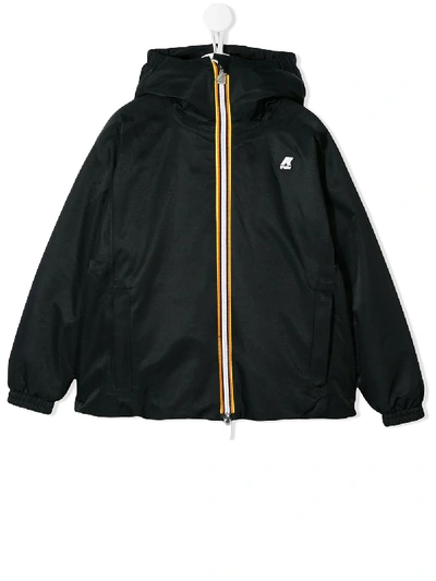 Shop K-way Long Sleeve Hooded Jacket In Black