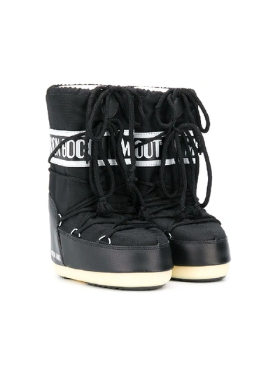 Shop Moon Boot Lace Up Logo Snow Boots In Black
