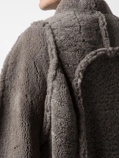Shop Rick Owens Wrap-style Shearling Coat In Dust