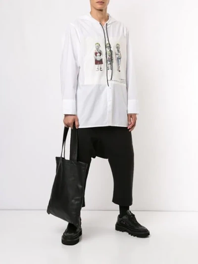 Shop Bmuette Printed Hooded Shirt In White