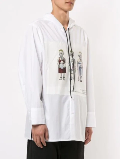 Shop Bmuette Printed Hooded Shirt In White