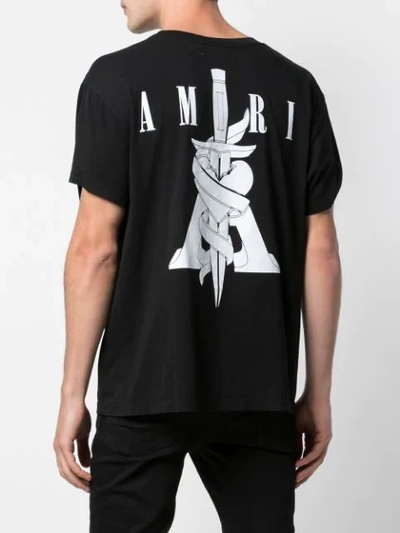 Shop Amiri Dagger Logo T-shirt In Black ,white