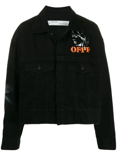 Shop Off-white Offf-beige Denim Jacket In Black