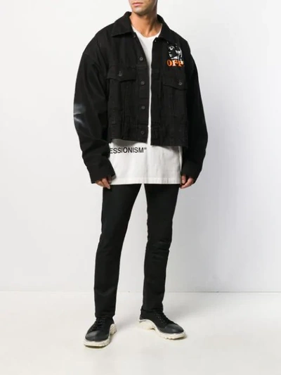 Shop Off-white Offf-beige Denim Jacket In Black