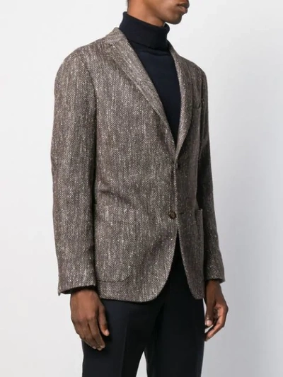 Shop Boglioli Herringbone Blazer In Brown