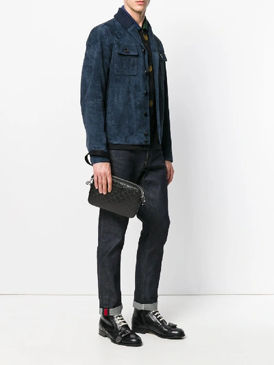 Shop Gucci Ssima Leather Clutch In Black