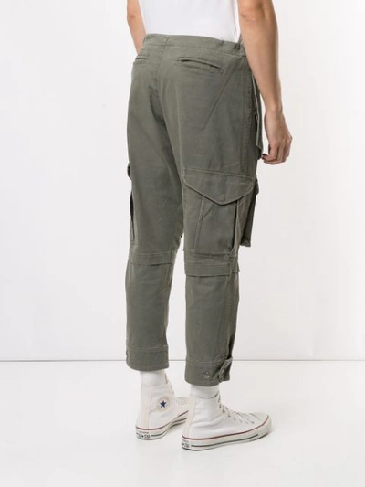 Shop Greg Lauren Foldover Waist Military Trousers In Green