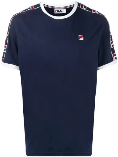 Shop Fila Logo Tape T-shirt In Blue