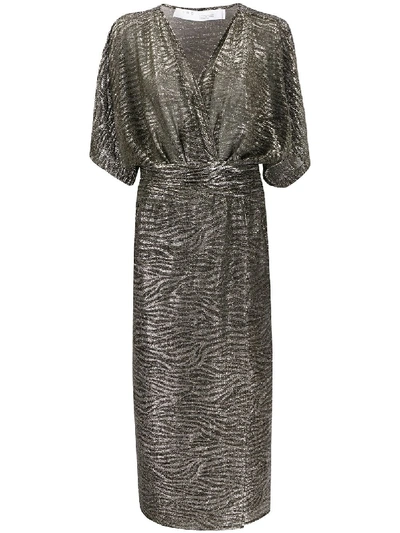 Shop Iro Lurex Long Dress In Grey