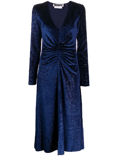Shop Rotate Birger Christensen Number 7 Velvet Dress In Blue