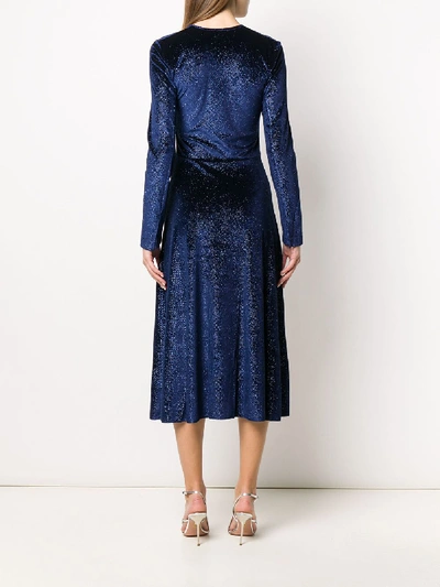 Shop Rotate Birger Christensen Number 7 Velvet Dress In Blue