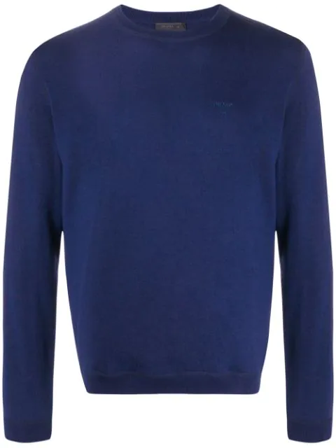 blue crew neck jumper