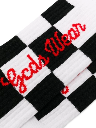 Shop Gcds Checkerboard Ribbed Socks In White