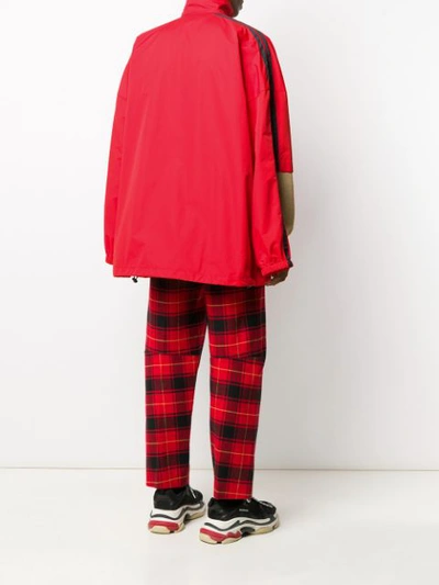 Shop Balenciaga Double Sleeve Zip-up Jacket In Red