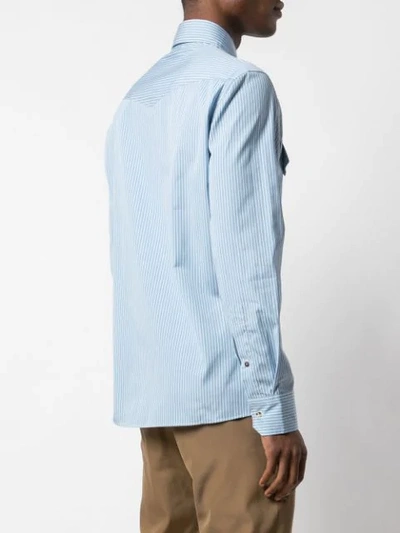 Shop Brunello Cucinelli Striped Long-sleeve Shirt In Blue