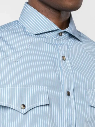Shop Brunello Cucinelli Striped Long-sleeve Shirt In Blue