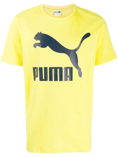 Puma Logo T-shirt In Yellow | ModeSens