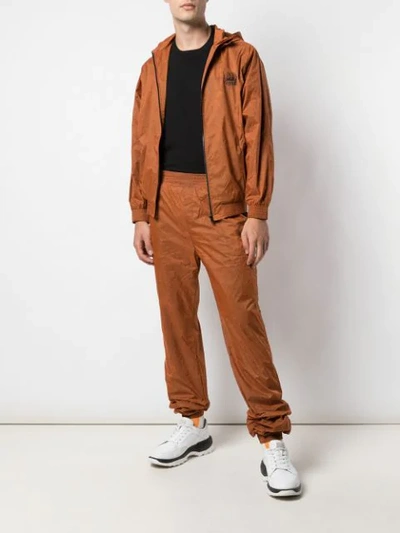 Shop Anton Belinskiy Marbled Hooded Track Jacket In Orange