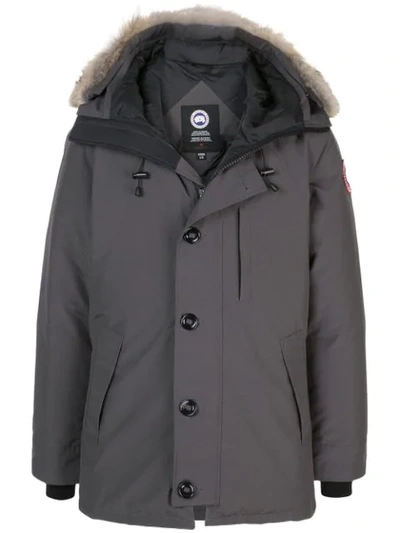 Shop Canada Goose Hooded Down Jacket In Grey