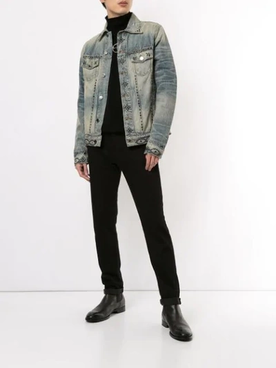 Shop Amiri Studded Trucker Denim Jacket In Blue