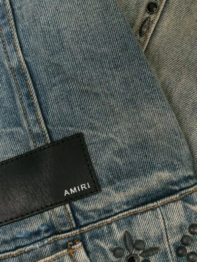 Shop Amiri Studded Trucker Denim Jacket In Blue