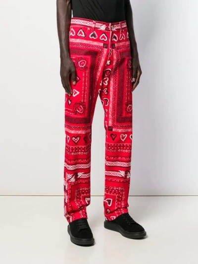 Shop Versace Bandana Print Wide-leg Trousers In Red