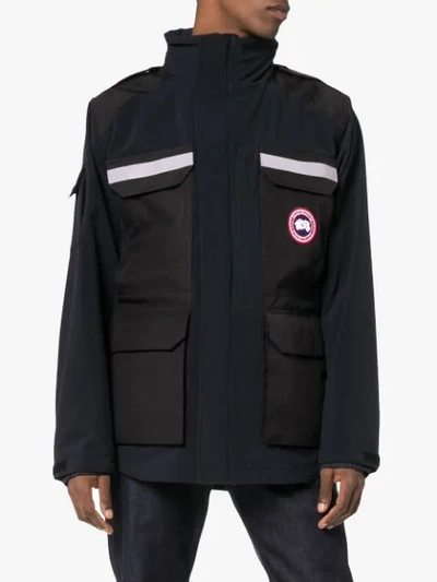 Shop Canada Goose Photojournalist Logo Patch Hooded Jacket In Black