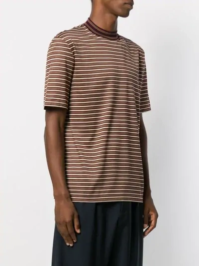 Shop Lanvin Striped Short Sleeve T-shirt In Red