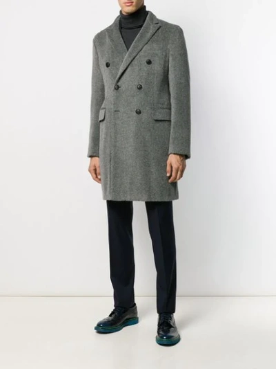 Shop Emporio Armani Doppelreihiger Mantel In Grey