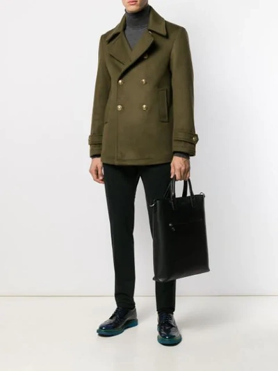 Shop Al Duca D'aosta Double-breasted Peacoat In Green