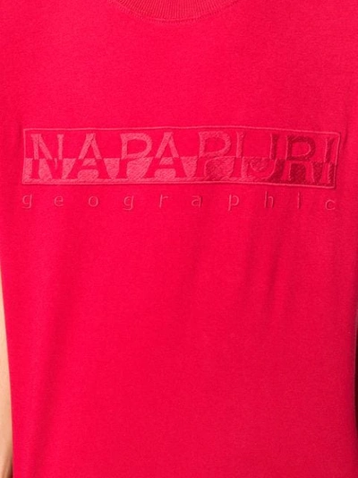 Shop Napapijri Contrast Logo T-shirt In Red Scarlet