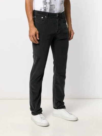 Shop Jacob Cohen Handkerchief Detail Corduroy Trousers In Black