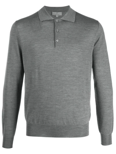 Shop Canali Long-sleeve Polo Shirt In Grey