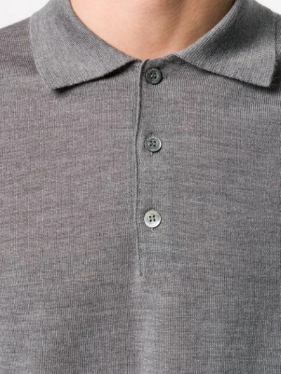 Shop Canali Long-sleeve Polo Shirt In Grey