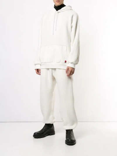 Shop Undercover Fleeced Embroidered Joggers In White