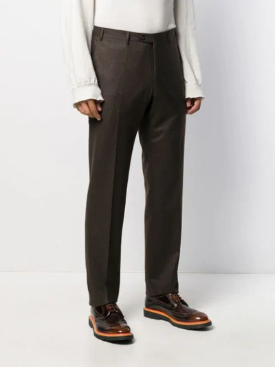 Shop Corneliani Straight-leg Tailored Trousers In Brown