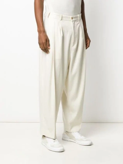 Shop Hed Mayner Wide Leg Pleated Trousers In Neutrals