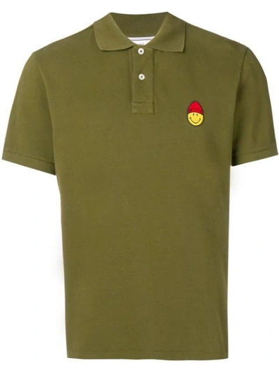 Shop Ami Alexandre Mattiussi Short Sleeved Polo Shirt Smiley Patch In Green